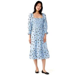 KATE SPADE Women’s floral dot smocked midi dress🦋🦋